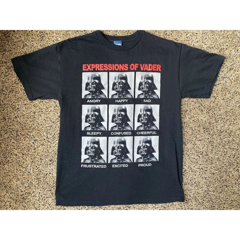 Star Wars Expressions Of Darth Vader Funny Unisex Black T-Shirt Size M 38-40 - Picture 2 of 6